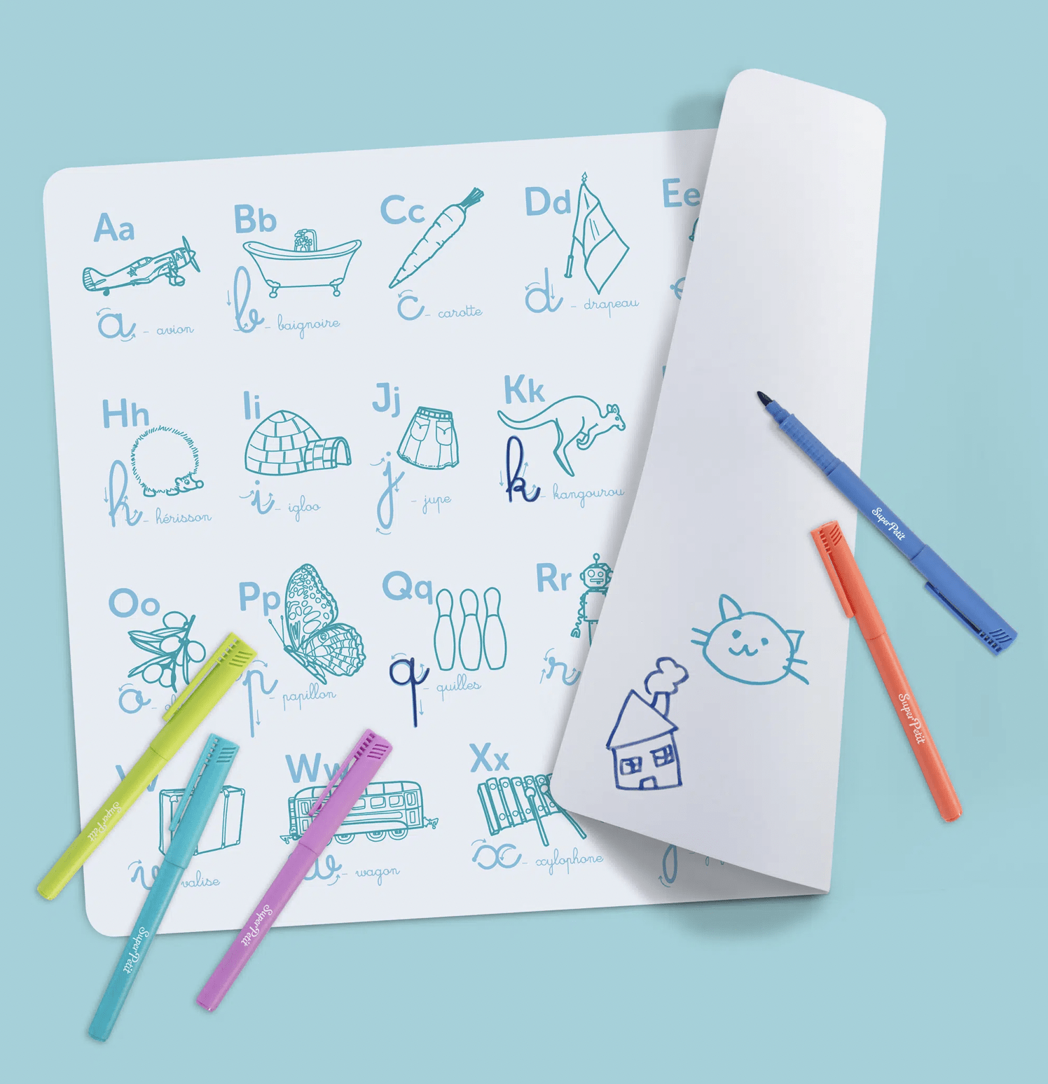 Abecedaire Superpetit en silicone pour l'apprentissage de l'écriture des enfants de 3 à 6 ans