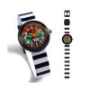 montre pirate ticlock de djeco avec bracelet à rayures noires et blanches