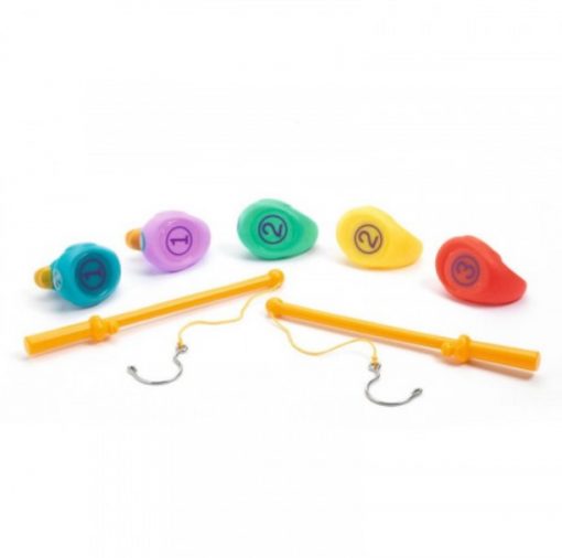 Jeu pêche aux canards avec des points noter en dessous des canards