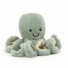 Pieuvre verte Jellycat mesurant 14x7cm. Elle a un beau sourire et est toute douce!