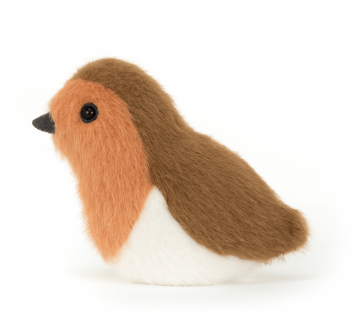 Ce rouge gorge de la marque Jellycat est de couleur marron, orange et blanc. Il mesure 10x7cm.