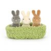 Petit couffin vert avec 3 lapins Jellycat