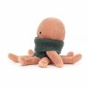 Octopus Pieuvre rose avec un pull vert Jellycat