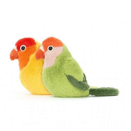 Oiseaux inséparables peluche jellycat colorée