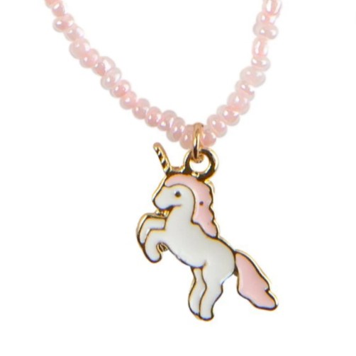 collier de perles rose licorne