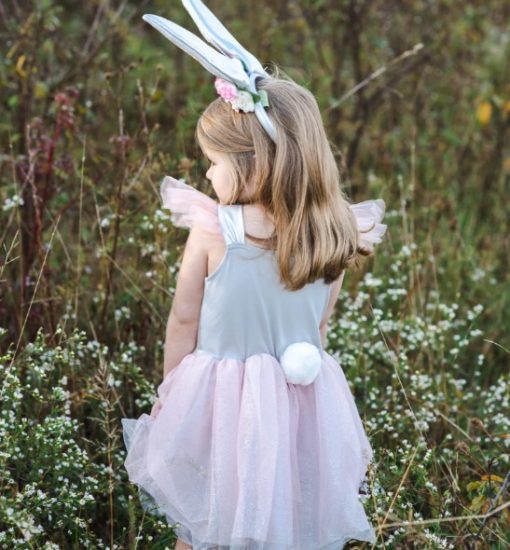 déguisement de lapin robe et serre tête avec des fleurs
