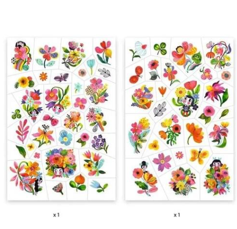 tatouage enfant djeco Aqua flor 2 planches