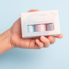 Coffret vernis namaki rose pale argent bleuté bleu givré