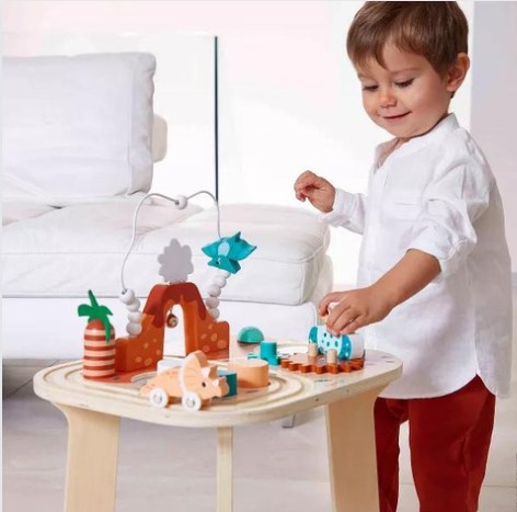 Table d'activité en bois thème dino