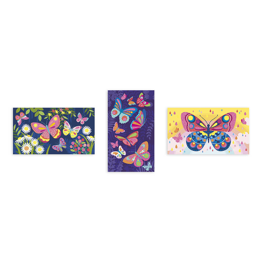 Tableaux sable fluo papillons